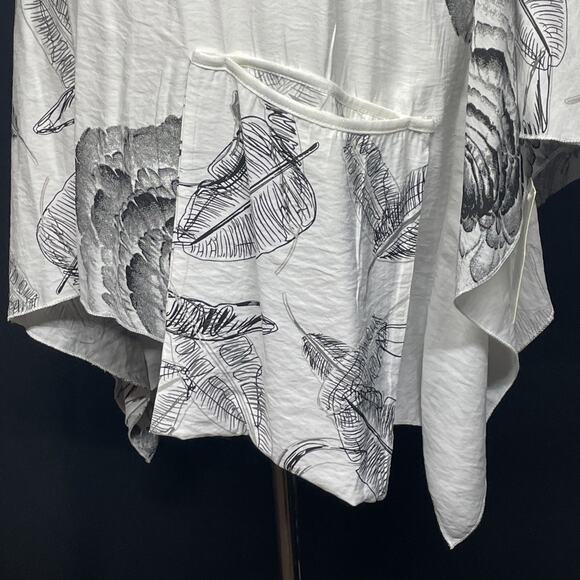 NWT Fleur De Lis Womens Med Top Oversized Black & White Flowy Lagenlook Pocket - Picture 4 of 11